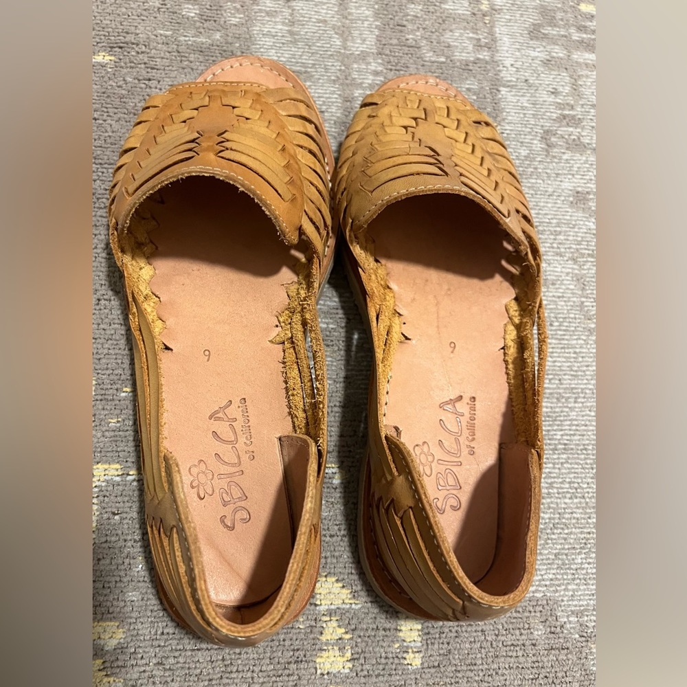 ModCloth mustard flats with woven leather